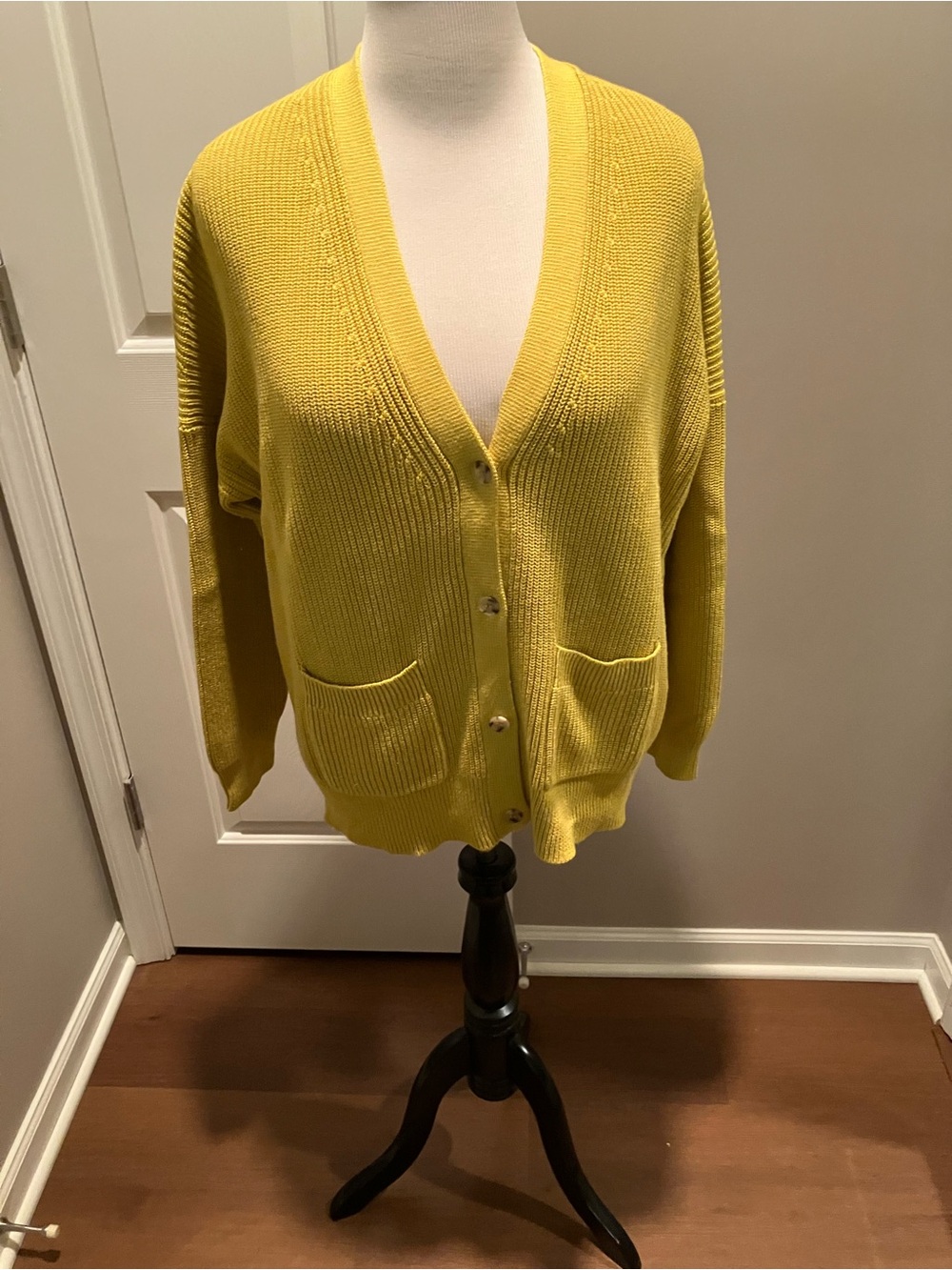 J. Crew Bright Yellow V-Neck Button Cardigan
